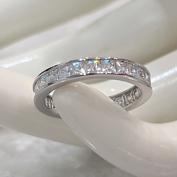Jewelry - Sterling Silver CZ Princess Cut Eternity Band